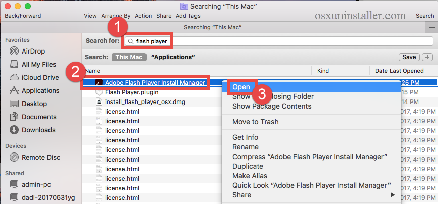 Adobe flash player for mac uninstall program